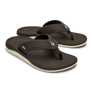 OluKai 'Ahi Kai Sandals in Dark Java - men's beach sandals with secure strap design, quick-drying nylon toe post, and Wet Grip Rubber outsole