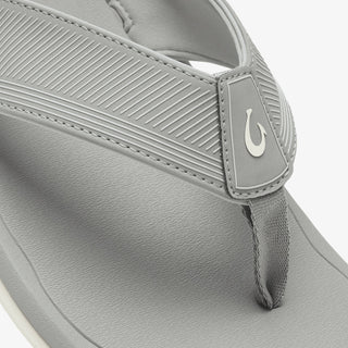 OluKai 'Ahi Kai Sandals in Ash - men's beach sandals with secure strap design, quick-drying nylon toe post, and Wet Grip Rubber outsole