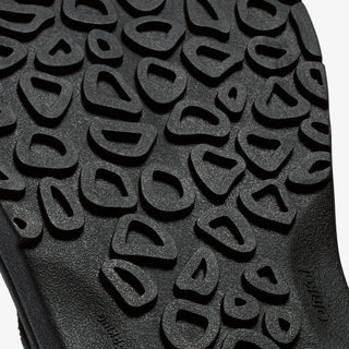 OluKai 'Ohana Pālua Men's Beach Sandals in Black/Slate Blue, synthetic split strap with jersey knit lining, signature 'Ohana compression-molded EVA footbed, and non-marking rubber coral-inspired lug outsole