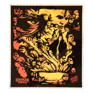 Santa Cruz Stranger Things Season 5 Deck with hidden red glow-in-the-dark graphics, 8.5-inch all-terrain shape.