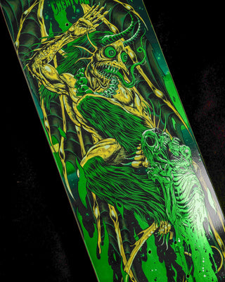 Creature Worthington Skullburn VX skateboard deck 8.6″ with green foil graphic and ATV concave shape.