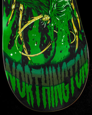 Creature Worthington Skullburn VX skateboard deck 8.6″ with green foil graphic and ATV concave shape.