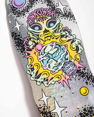 Santa Cruz Winkowski Cosmic Pro Shaped Deck 10.35" — neon and metallic artwork over silver star foil with Cruz Missile II concave and Erick Winkowski's custom shape