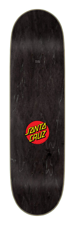 Santa Cruz Screaming Hand Deck 8.5" — iconic Screaming Hand graphic on black stain with 3D concave and 7-ply North American Maple construction