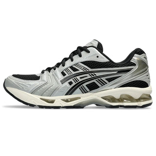 ASICS GEL-KAYANO 14 Shoes in Black/Seal Grey, eco-friendly and featuring updated materials with GEL® cushioning.