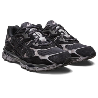 ASICS GEL-NYC Shoes in Graphite Grey/Black, blending GEL-NIMBUS 3 and MC-PLUS V designs with GEL technology.