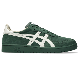 ASICS Japan Pro skate shoe in forest green and cream suede.