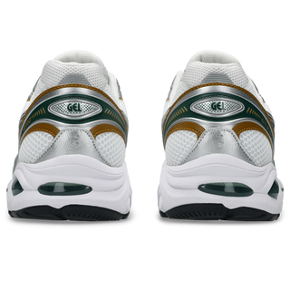 ASICS GT-2160 sneaker in white and grove with GEL® cushioning, segmented midsole, and retro 2010s-inspired design.