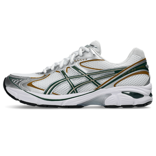 ASICS GT-2160 sneaker in white and grove with GEL® cushioning, segmented midsole, and retro 2010s-inspired design.