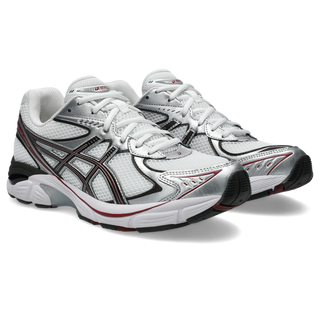 ASICS GT-2160 Shoes in White/Oxblood - heritage trainer sneakers with sleek wavy aesthetic, GEL® technology inserts, and segmented midsole design