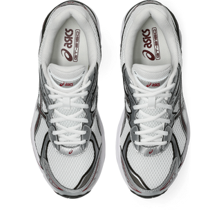 ASICS GT-2160 Shoes in White/Oxblood - heritage trainer sneakers with sleek wavy aesthetic, GEL® technology inserts, and segmented midsole design