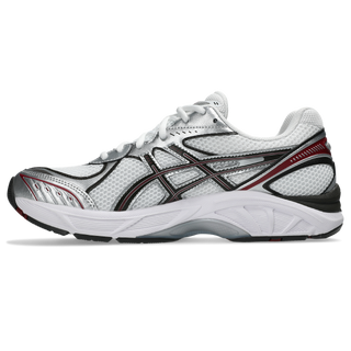 ASICS GT-2160 Shoes in White/Oxblood - heritage trainer sneakers with sleek wavy aesthetic, GEL® technology inserts, and segmented midsole design