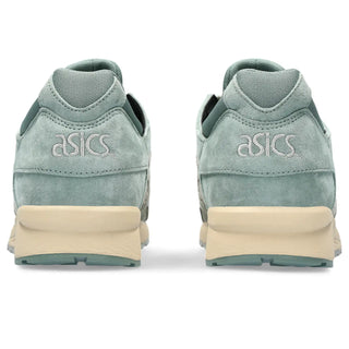 ASICS Gel-Lyte V in White Sage/Slate Grey, featuring premium leather and suede with a classic wavy design.