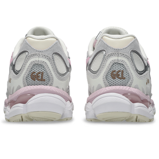 ASICS GEL-NYC in Concrete/Barely Rose with dual GEL technology, lightweight foam, and heritage-inspired running design.