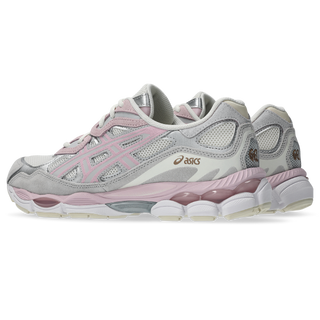 ASICS GEL-NYC in Concrete/Barely Rose with dual GEL technology, lightweight foam, and heritage-inspired running design.