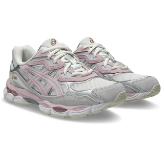 ASICS GEL-NYC in Concrete/Barely Rose with dual GEL technology, lightweight foam, and heritage-inspired running design.