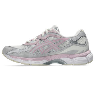 ASICS GEL-NYC in Concrete/Barely Rose with dual GEL technology, lightweight foam, and heritage-inspired running design.