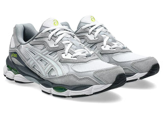 ASICS GEL-NYC White/Glacier Grey with retro-inspired upper and GEL-CUMULUS 16 tooling.
