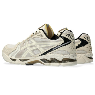 ASICS GEL-KAYANO 14 Imperfection Pack shoes in cream, with crackled leather and exposed foam.
