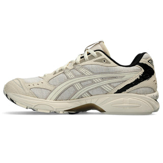 ASICS GEL-KAYANO 14 Imperfection Pack shoes in cream, with crackled leather and exposed foam.