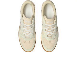 ASICS SKYHAND OG in Marzipan/Dried Leaf Green with suede upper and gum sole.