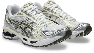 ASICS GEL-KAYANO 14 Shoes in White/Ivory - retro running sneakers with GEL® technology cushioning, TRUSSTIC® support system, and 2000s heritage design