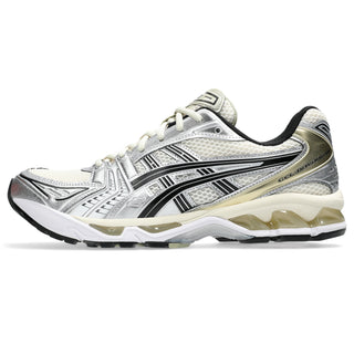 White running shoe with black and gray accents on a white background