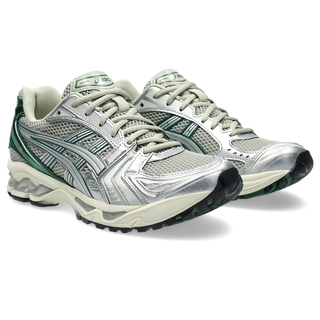 Asics Gel Kayano 14 Dried Leaf Green Pure Silver sneaker with retro 2000s design, GEL cushioning, and updated performance materials.