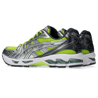 ASICS GEL-KAYANO 14 in Lime Zest/Pure Silver — 2000s-inspired sneaker with GEL™ technology cushioning, TRUSSTIC® support system, and eco-friendly solution-dyed sockliner


