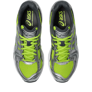 ASICS GEL-KAYANO 14 in Lime Zest/Pure Silver — 2000s-inspired sneaker with GEL™ technology cushioning, TRUSSTIC® support system, and eco-friendly solution-dyed sockliner

