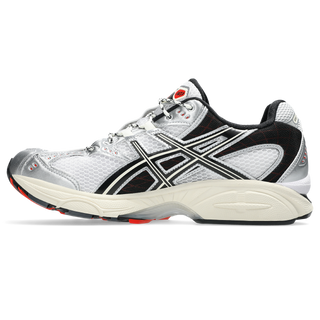ASICS GEL-NIMBUS 10.1 in white and black with mesh upper, GEL® cushioning, and EVA midsole support.