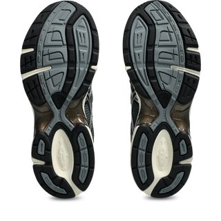 ASICS GEL-1130 sneaker in steel grey and black with mesh upper, GEL® heel cushioning, and TRUSSTIC® support system.