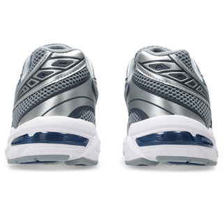 ASICS GEL-1130 in gravel and pure silver with mesh upper, GEL® cushioning, TRUSSTIC® support, and recycled overlays.