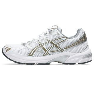 ASICS GEL-1130 in white and pepper with mesh upper, GEL® cushioning, TRUSSTIC® support, and recycled overlays.