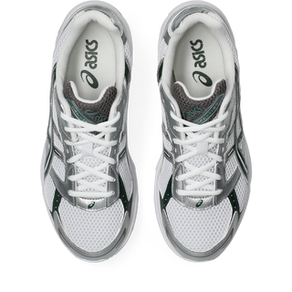 ASICS GEL-1130 Shoes in White/Forest Night - retro runner sneakers with late 2000s aesthetic, GEL™ technology cushioning, TRUSSTIC® support system, and recycled materials