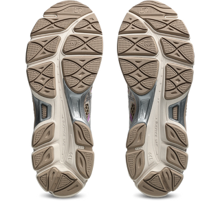 ASICS GEL-CUMULUS 16 sneakers in Cinnamon and Pure Silver colorway with glossy synthetic leather overlays and mesh underlays