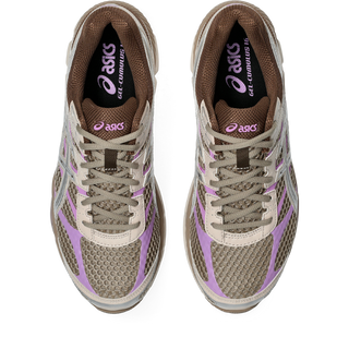 ASICS GEL-CUMULUS 16 sneakers in Cinnamon and Pure Silver colorway with glossy synthetic leather overlays and mesh underlays