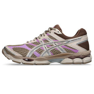 ASICS GEL-CUMULUS 16 sneakers in Cinnamon and Pure Silver colorway with glossy synthetic leather overlays and mesh underlays