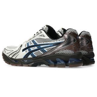 ASICS GEL-KAYANO 14 sneakers in Cream and Blue Coast colorway with retro 2000s design and two-tone underlays