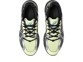ASICS GEL-K1011 Soft Yellow/Black with layered upper and dual GEL® cushioning.