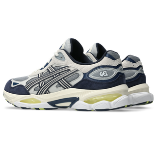 ASICS GEL-NYC 2.0 sneakers in Gravel and Cream with suede overlays, heritage GEL-1050 inspired tooling, GEL technology cushioning, FF BLAST PLUS midsole, and TRUSSTIC support system