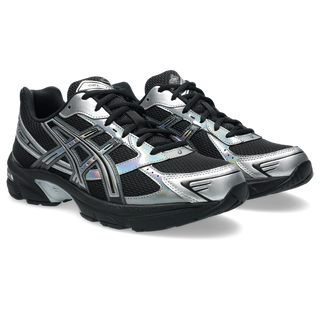 ASICS GEL-1130 Black/Pure Silver, mesh upper with synthetic overlays, GEL® heel cushioning and retro running silhouette.
