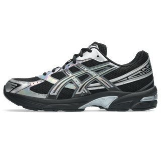 ASICS GEL-1130 Black/Pure Silver, mesh upper with synthetic overlays, GEL® heel cushioning and retro running silhouette.