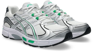 ASICS GEL-Stratus MC Sneakers in White/Cilantro — synthetic leather overlays and air mesh upper with internal rearfoot GEL technology and 2010s running shoe midsole construction.

