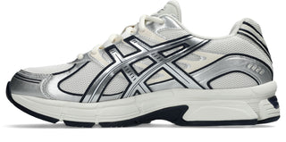 ASICS GEL-Stratus MC Sneakers in Cream/Pure Silver — synthetic leather overlays and air mesh upper with internal rearfoot GEL technology and 2010s running shoe midsole construction.

