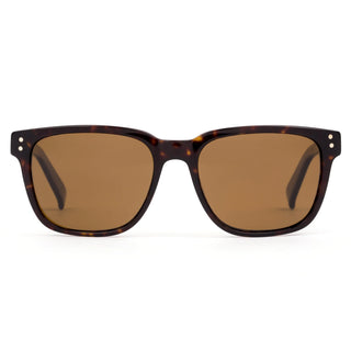 OTIS Eyewear Test Of Time X Sunglasses in Eco Dark Tort with Brown Polar mineral glass lenses, slightly larger fit handmade eco acetate frame with Viscottica hinges, stainless steel screws, 100% UVA UVB protection, 55-18-145mm sizing