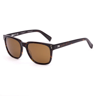 OTIS Eyewear Test Of Time X Sunglasses in Eco Dark Tort with Brown Polar mineral glass lenses, slightly larger fit handmade eco acetate frame with Viscottica hinges, stainless steel screws, 100% UVA UVB protection, 55-18-145mm sizing