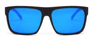 OTIS After Dark sunglasses, matte black frame, mirror blue mineral glass lenses, lightweight.