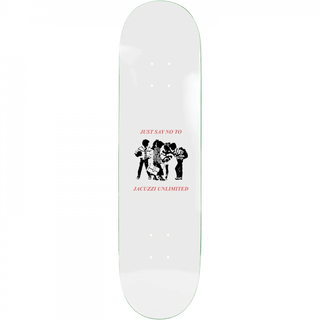 Jacuzzi Unlimited 8.25 inch Dare skateboard deck with 7-ply maple resin construction and white finish