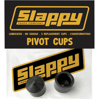 Slappy Truck Company Black Pivot Cup Set for skateboard trucks, durable construction, adaptable design, stabilizing turns, and reducing unwanted movement.